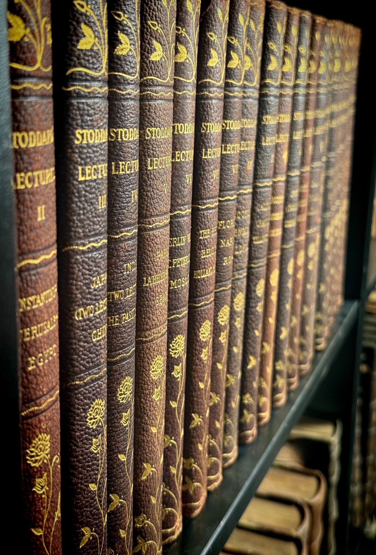Signed Antique Leather Bound Set, Stoddard’s Lectures, Circa 1890s