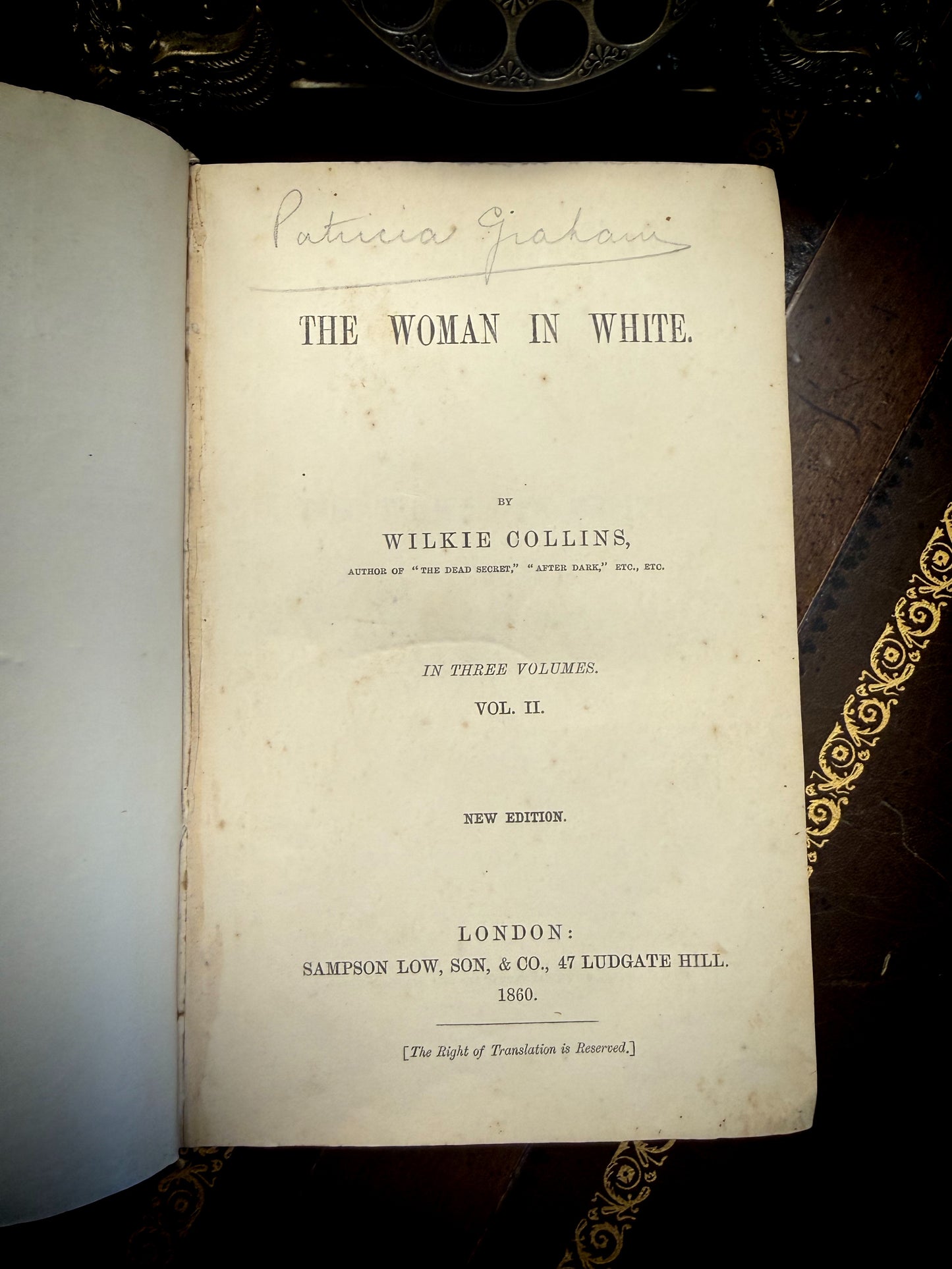 The Woman in White – Volumes I & II
By Wilkie Collins | 1860 New Edition | Two-Volume Set