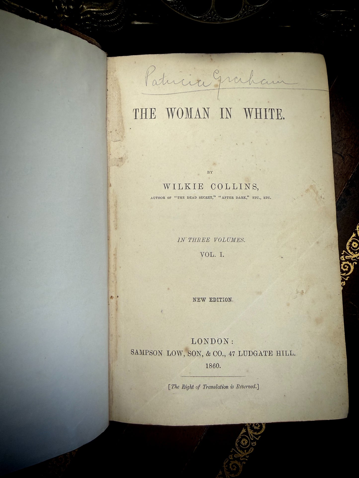The Woman in White – Volumes I & II
By Wilkie Collins | 1860 New Edition | Two-Volume Set