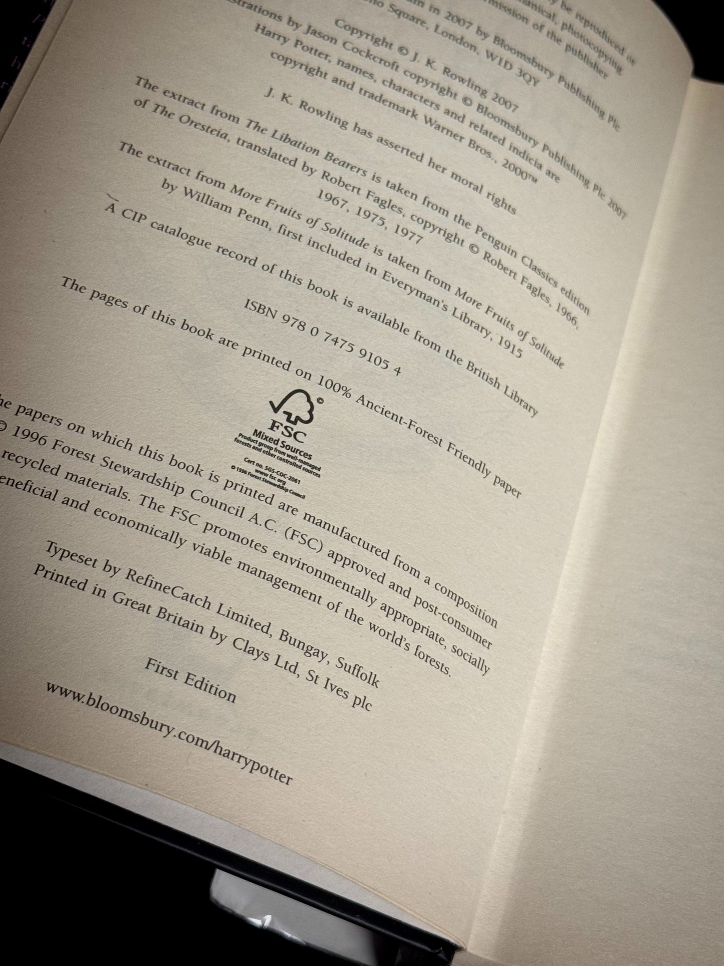 Harry Potter and the Deathly Hallows – UK First Edition (Bloomsbury)
by J. K. Rowling
